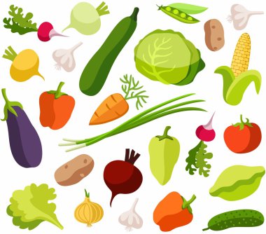 Background vegetables, white, color, seamless. clipart