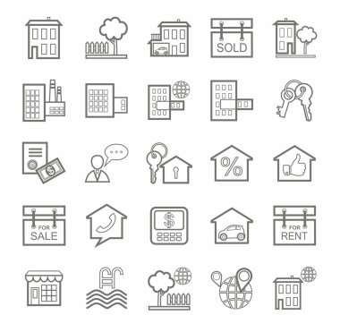 Gayrimenkul, simgeler, doğrusal, monoton.