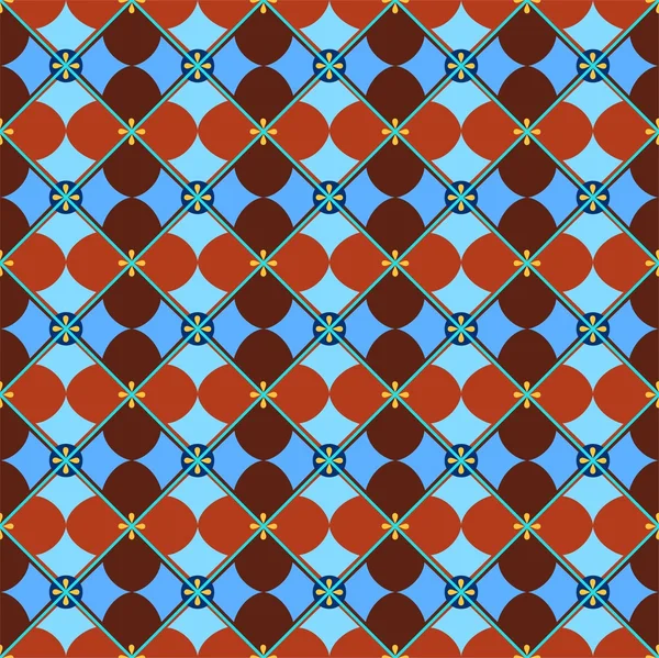 Bezešvé pozadí, geometrické, okvětní lístky, brown-blue. — Stockový vektor