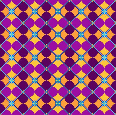Sorunsuz arka plan, geometrik, yaprakları, sarı ve mor. 