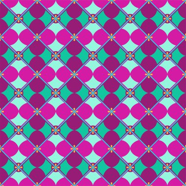 Sorunsuz arka plan, geometrik, yaprakları, nane ve mor.