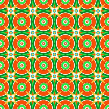 Sorunsuz arka plan, vektör, yeşil bir arka plan üzerinde kırmızı daireler 