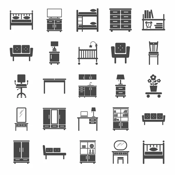 Мебель, иконы, монохромная . — стоковый вектор