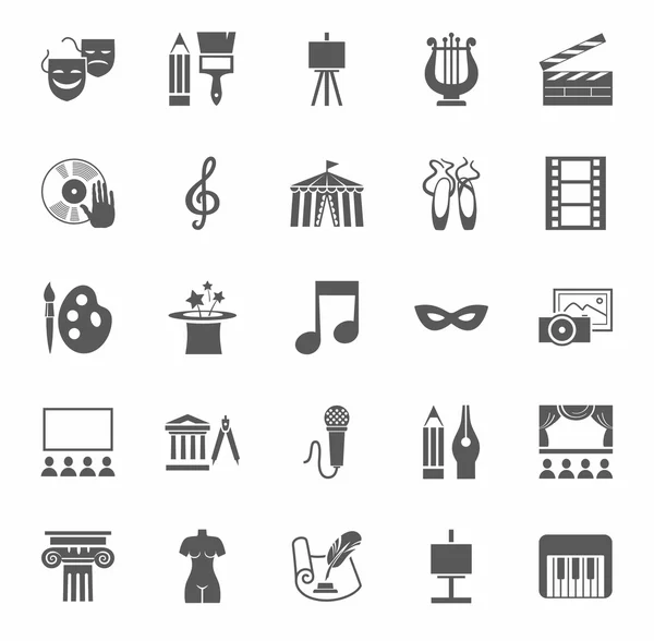 Kültür ve sanat, simgeler, tek renkli. 