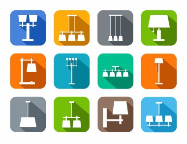 Tavan, tablo, açık, renk simgeleri lambalar. 