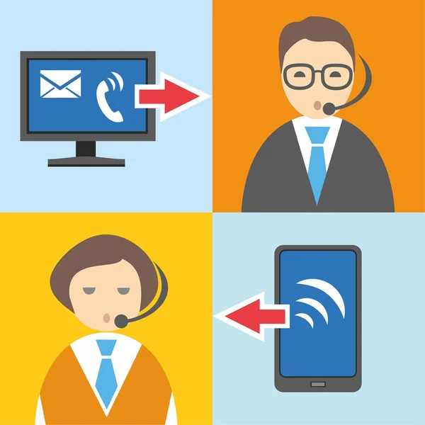 Çağrı Merkezi, düz renk illüstrasyon, bilgi grafiği.