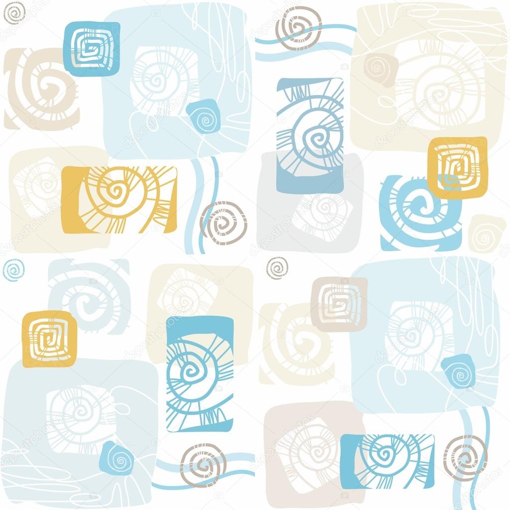 Seamless pattern with sea shells, mollusks, color, flat.