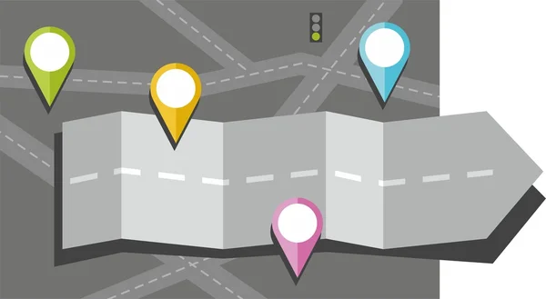 Gray arrow, road, map, route, object, icon, destination, color, flat. — 스톡 벡터