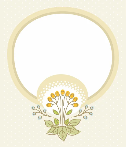 Beige Postkarte, beiger Rahmen, Blume mit Beeren. — Stockvektor