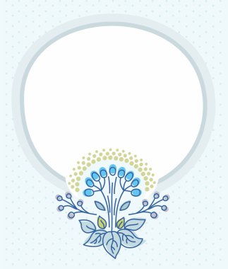 Kartpostal, mavi çerçeve, mavi çiçek.