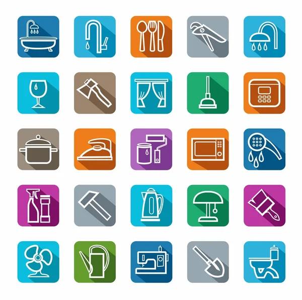 Sıhhi tesisat, aletleri, renkli arka plan, gölge simgeler, ev eşyaları,.