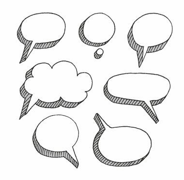 Çerçeve, metin, bulut, yuvarlak, elips, kalınlığı, gölgelendirme, çizgili, beyaz arka plan.