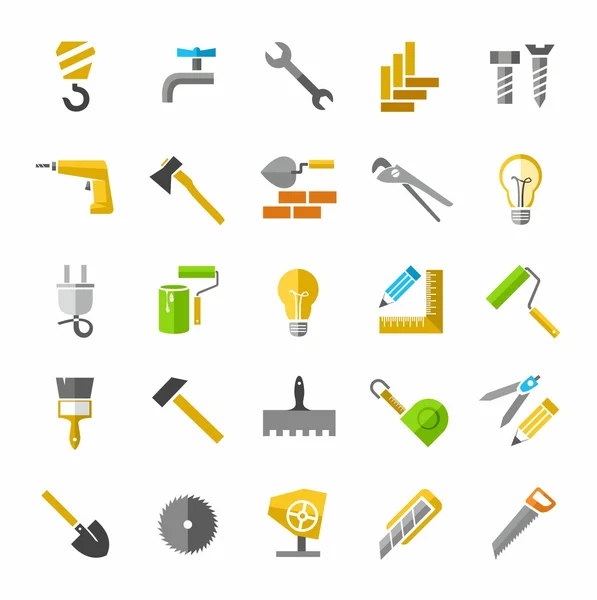 Construction and repair, color icons. — Stock Vector