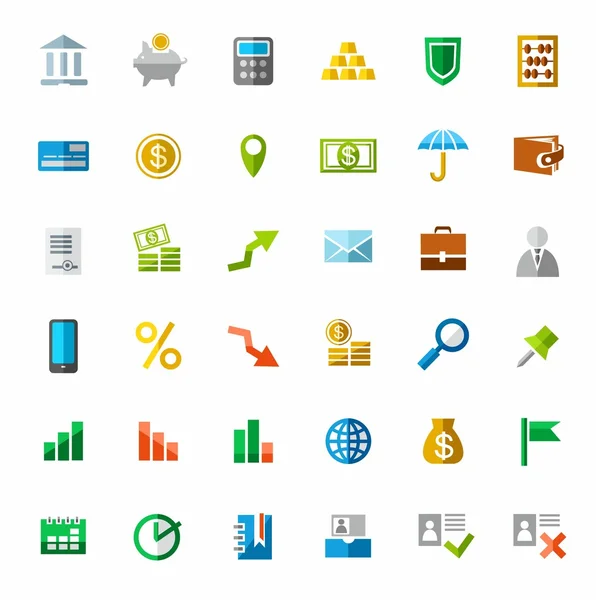 Banca, Finanzas, iconos coloridos . — Vector de stock