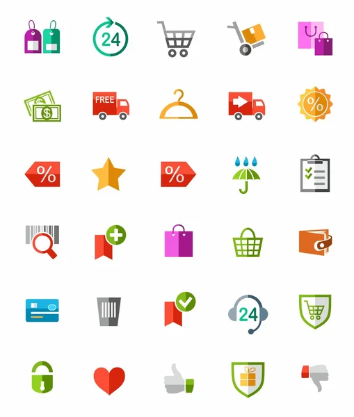 Online shop, payment, delivery, colored icons. — Stock Vector