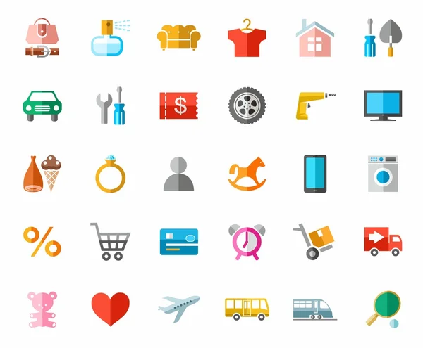 Online mağaza, renkli fotoğraflar, simgeler.