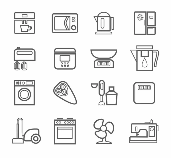 Electrodomésticos, iconos, línea, fondo blanco . — Vector de stock