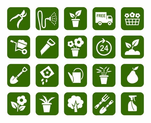 Bahçe, simgeler, tek renkli.