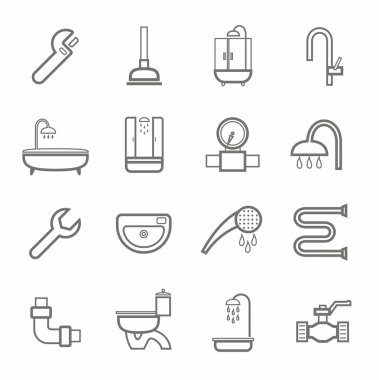 Sıhhi tesisat, simgeler, çizgi.