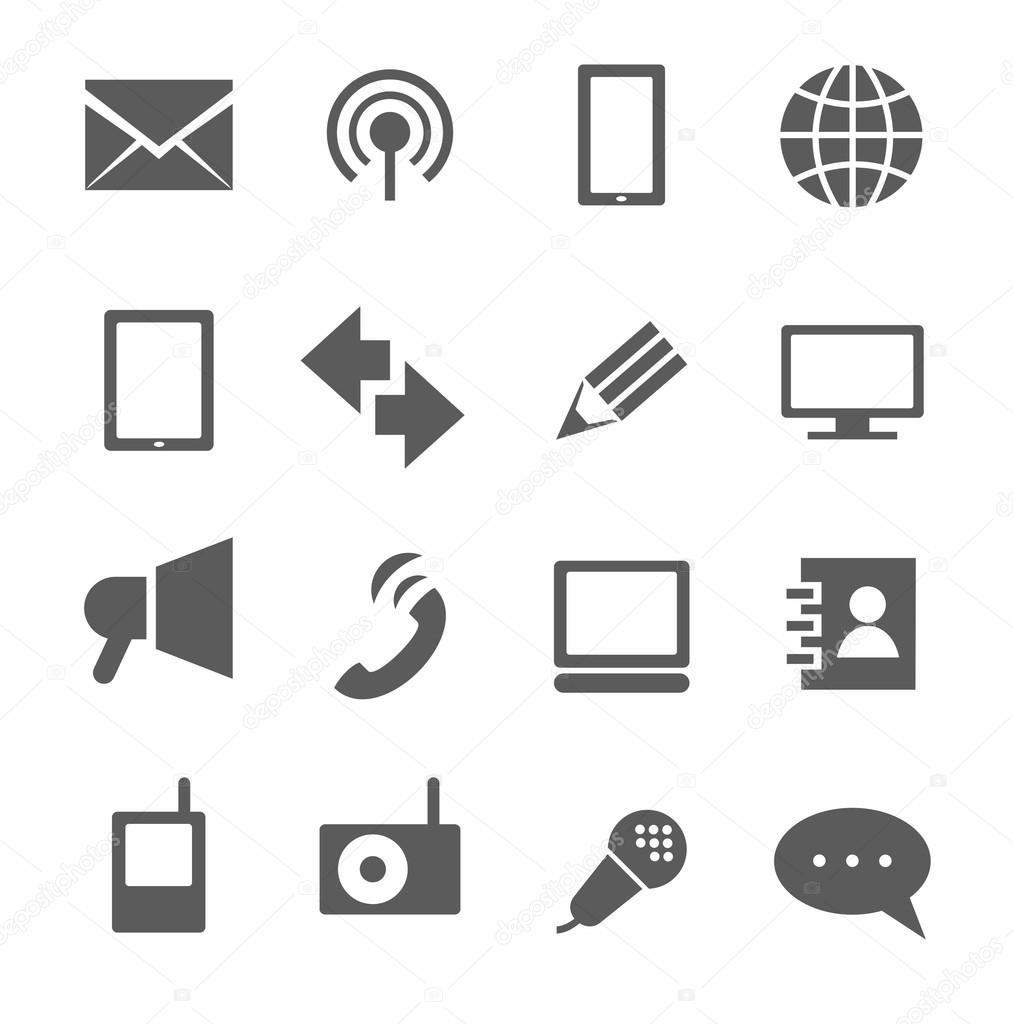 Communication, icons, monochrome.