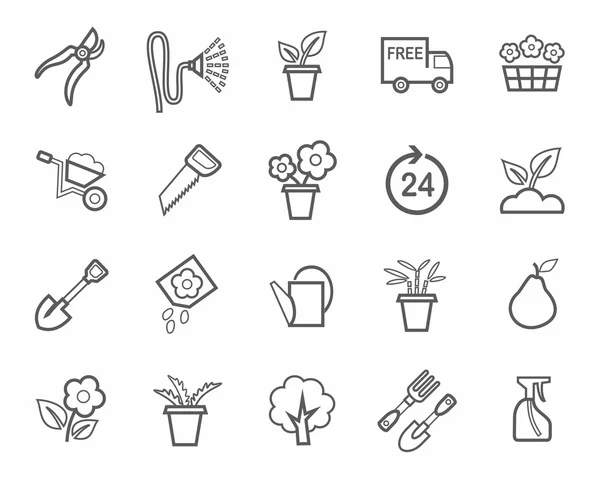 Jardinage, icône, ligne, monochrome . — Image vectorielle