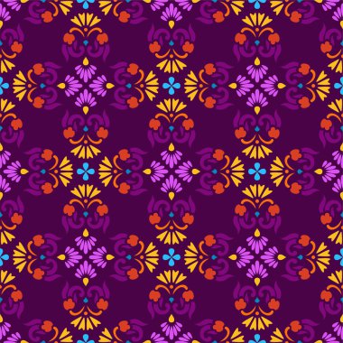 Arka plan, sarı ve pembe çiçekler ile seamless Menekşe modeli.