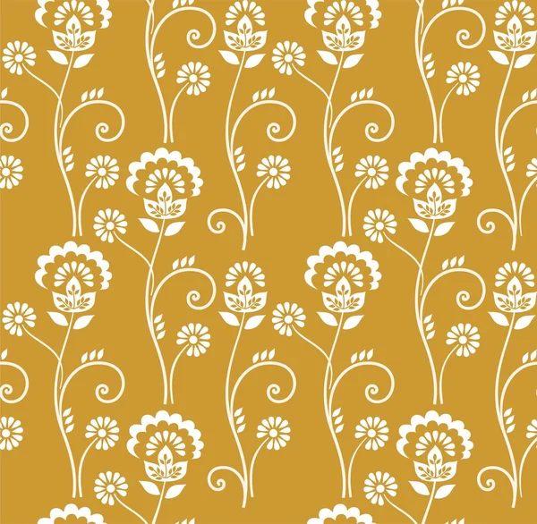 Motif floral, sans couture, fleurs blanches sur un fond doré . — Image vectorielle