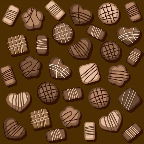 Biscotti con gocce di cioccolato, modello senza cuciture, colore . — Vettoriale Stock