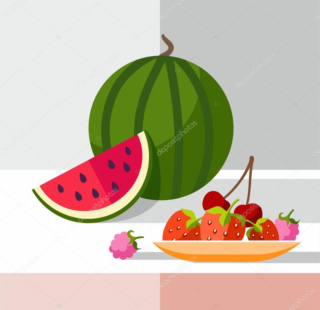 Berries, coloured illustrations.