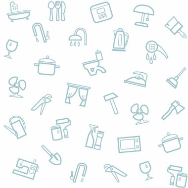 Ev eşyaları, ev, arkaplan, kesintisiz, beyaz.