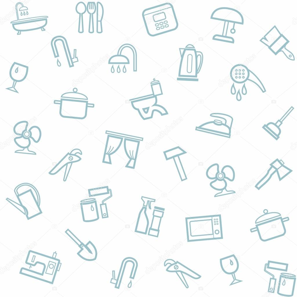Household goods, home, background, seamless, white.