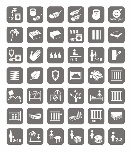 Şilteler, yatak, yatak örtüleri, rozetler.