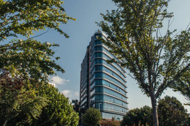 İstanbul, Türkiye 'de ağaçlara yakın cam cepheli bina 