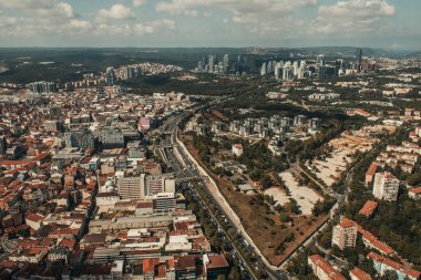 Çağdaş evler ve sokaklar, hava manzaralı şehir manzarası, İstanbul ve Türkiye