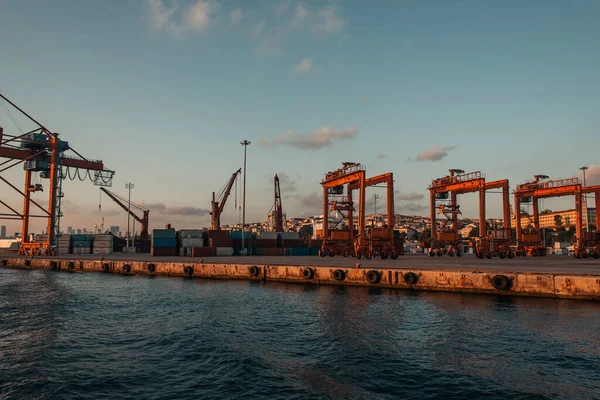 Grues Industrielles Dans Port Maritime Istanbul Turquie — Photo