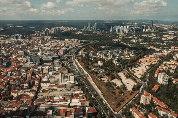 cityscape with modern houses and streets, aerial view, Istanbul, Turkey