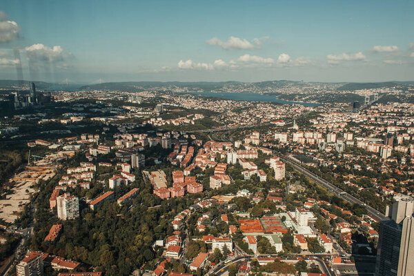 aerial view of Istanbul city with cloudy sky