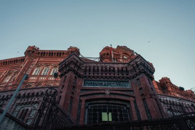 ISTANBUL, TURKEY - NOVEMBER 12, 2020: low angle view of Phanar Greek Orthodox College against blue sky clipart