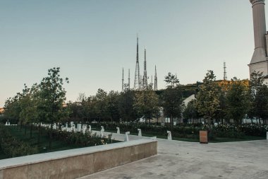 park near Mihrimah Sultan Mosque, Istanbul, Turkey clipart