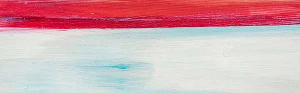 Дерев'яна поверхня, пофарбована в синій і червоний кольори, вид зверху, банер — стокове фото