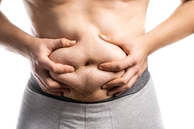 Koca göbekli şişman bir adam..