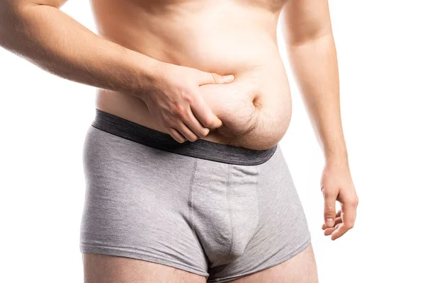 Homem gordo com uma barriga grande. — Fotografia de Stock