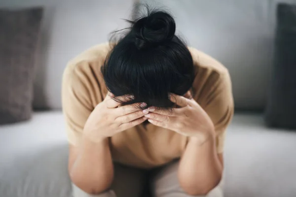 Stanco Stanco Depresso Stressato Pensieroso Donna Anziana Matura Che Soffre — Foto Stock