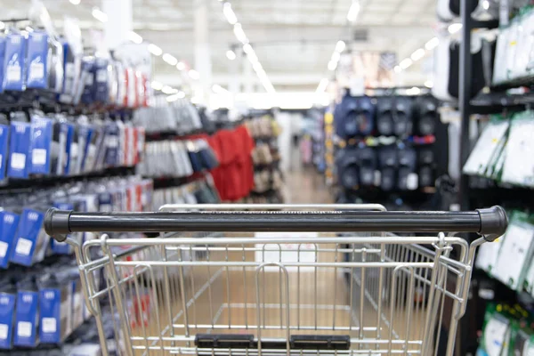 Warenkorb Supermarkt Abstraktes Verschwommenes Foto Einkaufszentren Warenkorb Auf Dem Markt — Stockfoto