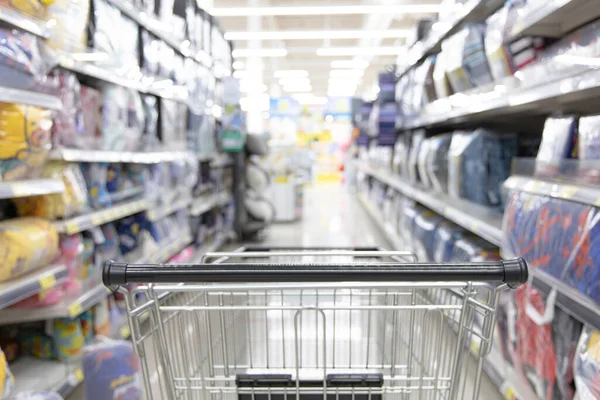 Carro Compra Supermercado Foto Borrosa Abstracta Centros Comerciales Carro Mercado —  Fotos de Stock