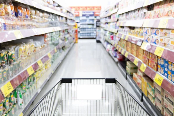 Carro Compra Supermercado Foto Borrosa Abstracta Centros Comerciales Carro Mercado —  Fotos de Stock