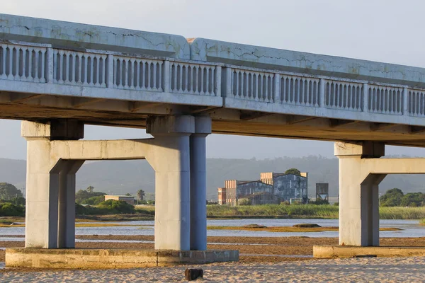 Bridge Crossing Over Sandbank With Abandoned Factory, Mossel Bay, South Africa
