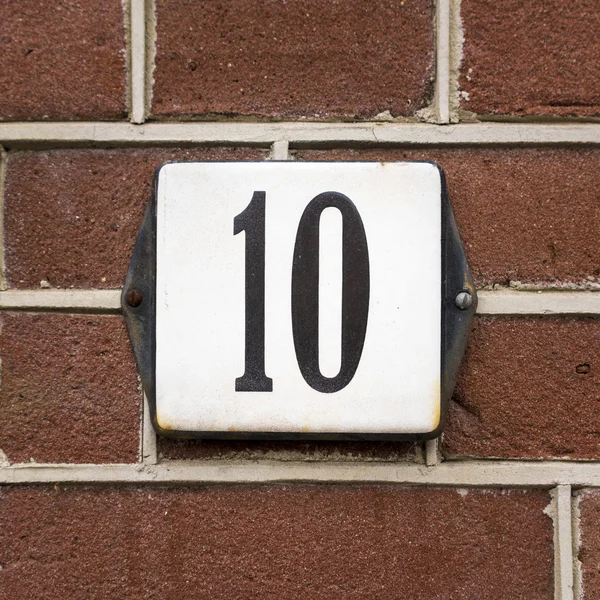 Número 10 - Casa esmaltada número diez — Foto de Stock