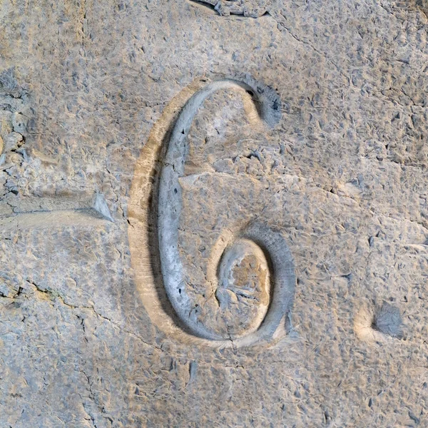 Number Six Engraved Stone — Stock Photo, Image