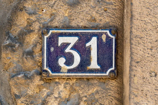 Enameled House Number Thirty One — Stock Photo, Image